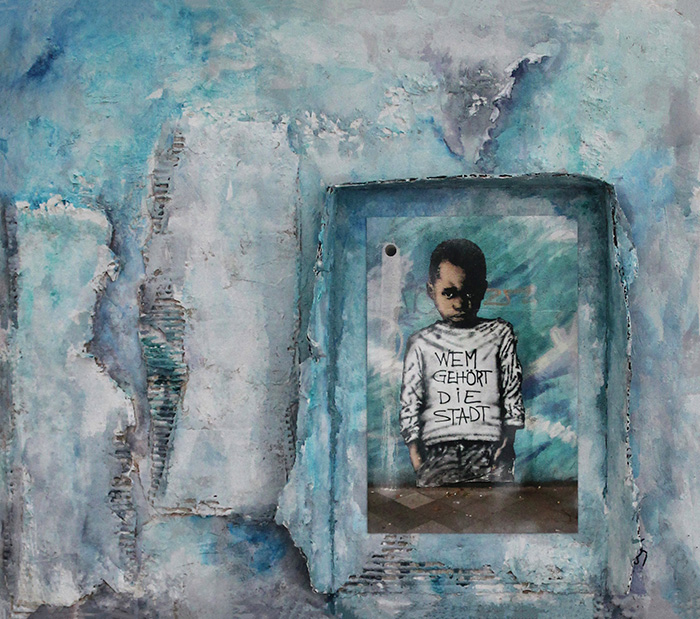 Wem gehört die Stadt? 2014 Düsseldorf 60cm x 68cm – Fotoquelle: Wandmalerei, Künstler unbekannt, Bunker Aachenerstraße